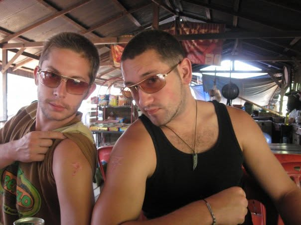 Two friends at an open-air bar in Bali